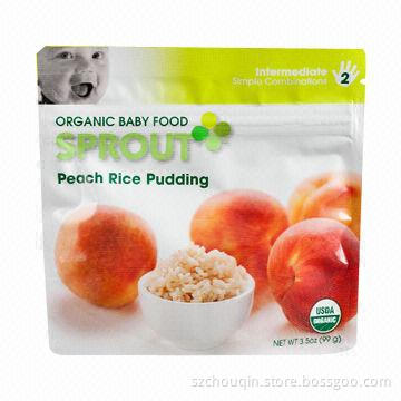 Stand-up Zipper Pouch, Used for Baby Food Packing, Made of PET or PE, Easy to Seal, Color Printing